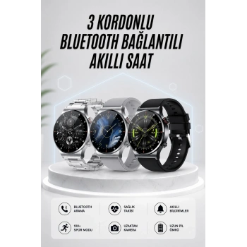 Mey İthalat® Akıllı Saat Amoled Ekran Bluetooth Bağlantılı Sesli Görüşme Nabız Ölçer