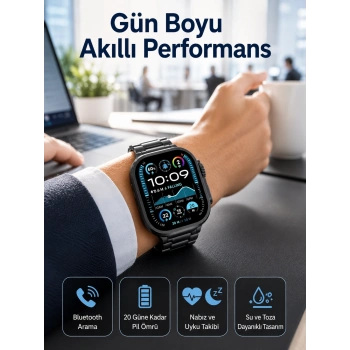 Mey İthalat® Akıllı Saat Arama Konuşma GPS ve NFC Özelliği 3 Kordonlu Amoled Ekran