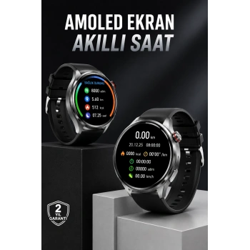 Mey İthalat® Akıllı Saat Bluetooth Bağlantılı Amoled Ekran Uyku ve Sağlık Takibi