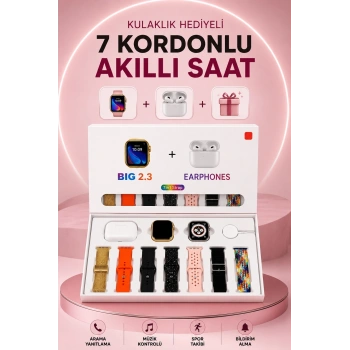 Mey İthalat® Akıllı Saat Bluetooth Kulaklık Hediyeli Bildirim Görme Sesli Görüşme Çoklu Kordon