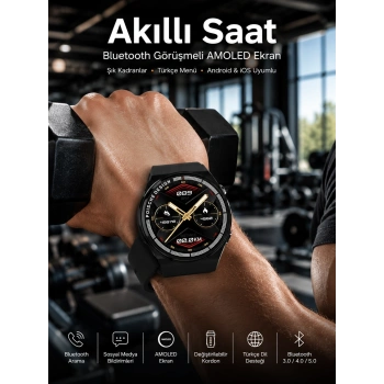 Mey İthalat® Akıllı Saat Dokunmatik Ekran Sesli Görüşme ve Bildirim Görme Sağlık Takibi