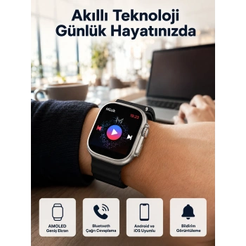 Mey İthalat® Akıllı Saat Kol Saati Android ve İOS Uyumlu Nabız Ölçer Sesli Asistan