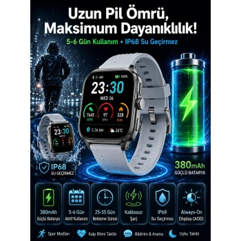 Mey İthalat® Akıllı Saat Sesli Görüşme Bluetooth Bağlantılı Kablosuz Şarj Özelliği Yeni Nesil