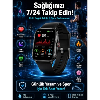 Mey İthalat® Akıllı Saat Wireless Şarj Yüksek Çözünürlüklü Müzik Dinleme Sesli Cevaplama Yeni Nesil