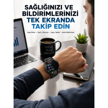 Mey İthalat® Akıllı Saat Yeni Model Sesli Asistan Bildirim Görme Bluetooth Bağlantılı Müzik Dinleme