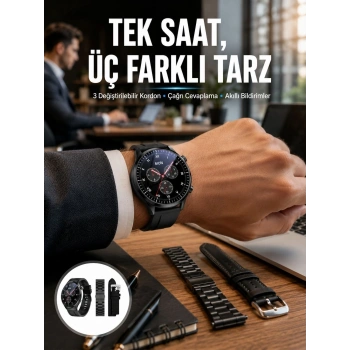 Mey İthalat® Akıllı Saat Yeni Nesil Üç Kordonlu Nabız Ölçer Çağrı Cevaplama Yeni Nesil