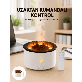 Mey İthalat® Alev Efektli Buhar Makinesi – Aromaterapi, Nemlendirme ve Işık Modlu Tasarım Yeni Nesil