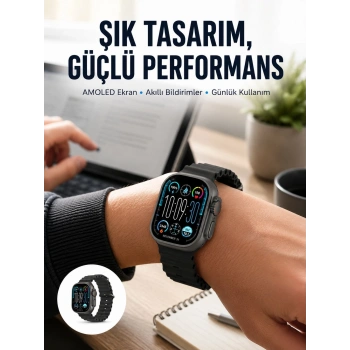 Mey İthalat® AMOLED Ekran 49mm Ultra Tasarım 3 Kordonlu Akıllı Saat Yeni Nesil