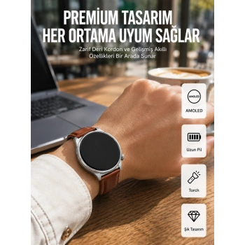 Mey İthalat® AMOLED Ekranlı 10 Gün Kullanım Süreli Torch Özellikli Akıllı Saat Yeni Nesil