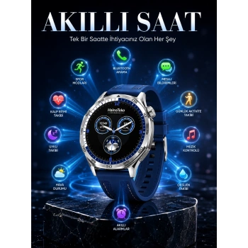 Mey İthalat® AMOLED Ekranlı Bluetooth Akıllı Saat 3 Kordonlu Uzun Pil Ömürlü