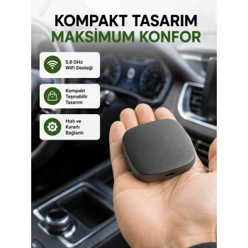 Mey İthalat® Android Auto Kablosuz Dönüştürücü Hızlı Eşleşme ve Sesli Asistan Destekli Yeni Nesil