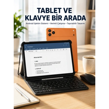 Mey İthalat® Android Tablet Klavye Kılıflı Dokunmatik Ekran Günlük ve Profesyonel Kullanım