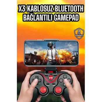 Mey İthalat® Android Uyumlu Gamepad X3 Game Stick Oyun Kolu Bluetooth Bağlantılı