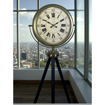 Mey İthalat® Antik Görünümlü Eskitme Tripod Ayaklı Saat