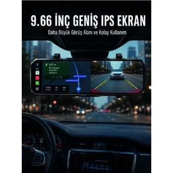 Mey İthalat® Araç İçi Ayna Carplay Dokunmatik Multimedya ve Kamera Kayıt Ekranı