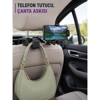 Mey İthalat® Araç Koltuk Arkası Telefon Tutucu ve Çanta Askısı Aparatı