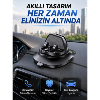 Mey İthalat® Araç Torpidosu İçin Telefon Tutucu Gizlenebilir Park Telefon Numaralı Stand