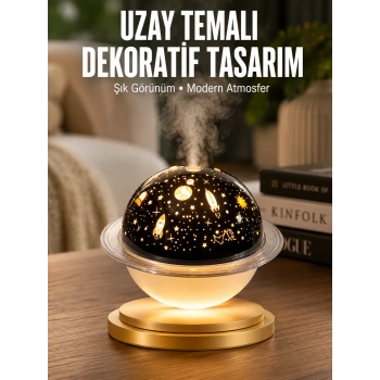 Mey İthalat® Aromaterapi Hava Nemlendirici Gece Lambası Uzay Model Satürn Oda Kokusu