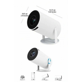 Mey İthalat® Ayaklı Projeksiyon Taşınabilir Mini Projektör Sinema Projektörü Android