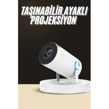 Mey İthalat® Ayaklı Projeksiyon Taşınabilir Mini Projektör Sinema Projektörü Android