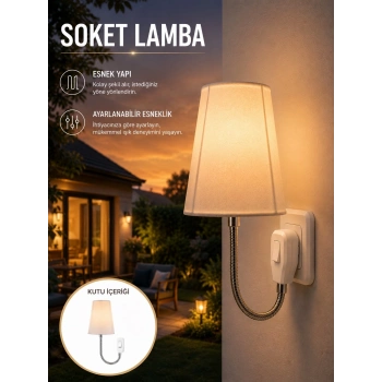 Mey İthalat® Ayarlanabilir Soket Lamba Gece Okuma Işığı
