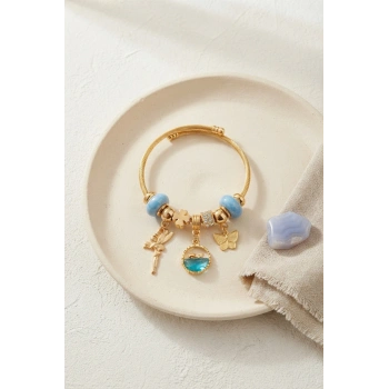 Mey İthalat® Balık ve Tinker Bell Model Mavi Charmlı Bileklik