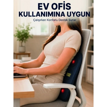 Mey İthalat® Bel Destek Minderi Isıtmalı Masaj Özellikli Günlük Kullanım