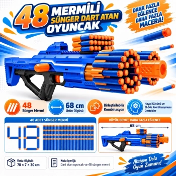 Mey İthalat® Berzerko 48 li Sünger Dart Atan Silah 68 cm
