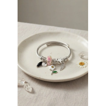 Mey İthalat® Beyaz Çiçek Charmlı Bileklik