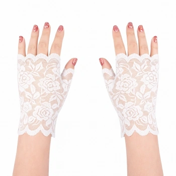 Mey İthalat® Beyaz Dantel Parmaksız Kısa Eldiven