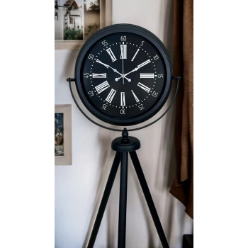 Mey İthalat® Black Aura Tripod Ayaklı Saat