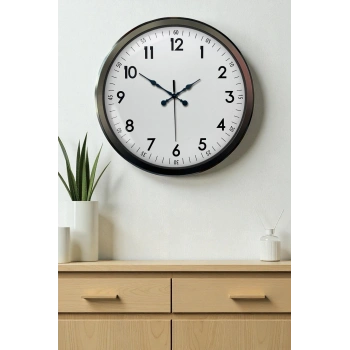 Mey İthalat® Black Classic 52 Cm Metal Modern Ve Şık Duvar Saati
