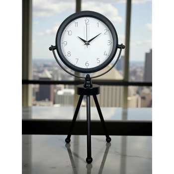 Mey İthalat® Black Classic Dekoratif Üç Ayaklı Masa Saati