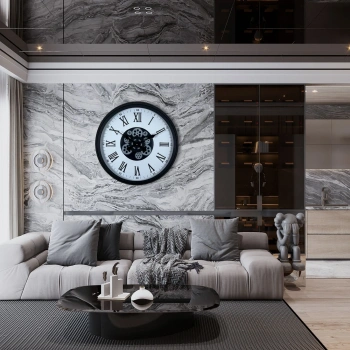 Mey İthalat® Black Majesty 60 Cm Çarklı Duvar Saati