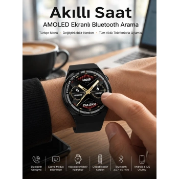 Mey İthalat® Bluetooth Bağlantılı Akıllı Saat Tüm Telefonlara Uyumlu Değiştirilebilir Kordon