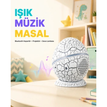 Mey İthalat® Bluetooth Bağlantılı Dinozor Yıldız Projektör Gece Lambası ve Uyku Yardımcısı