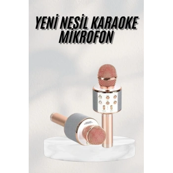 Mey İthalat® Bluetooth Hoparlör USB AUX SD Kart Kaoroke Mikrofon Uzun Pil Ömrü