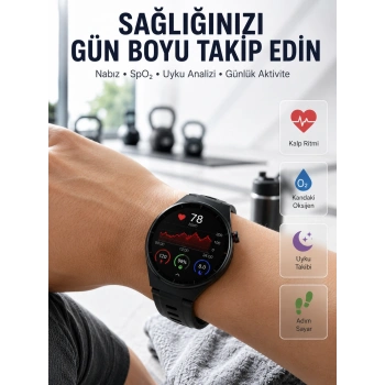 Mey İthalat® Bluetooth Konuşma Özellikli Akıllı Saat AMOLED Ekran, Sağlık Takibi ve 3 Farklı Kordon