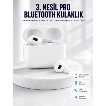 Mey İthalat® Bluetooth Kulaklık 3. Nesil Ios Android Uyumlu Yeni Nesil Wireless Charge