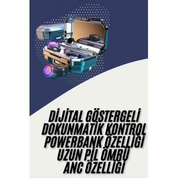 Mey İthalat® Bluetooth Kulaklık Android ve İOS Uyumlu ANC Özellikli Dijital Şarj Göstergeli
