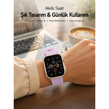 Mey İthalat® Bluetooth Telefon Görüşmesi, Nabız Ölçümü ve Uyku Takibi Özellikli Akıllı Saat