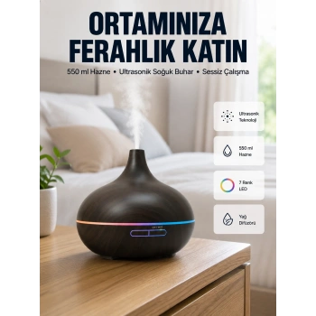 Mey İthalat® BN01 Uçucu Yağ Uyumlu Renkli LED Işıklı Nemlendirici
