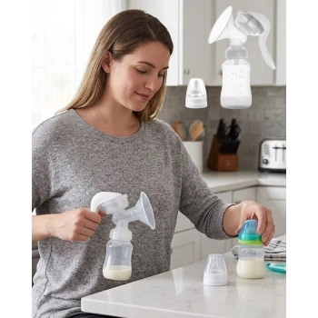 Mey İthalat® BPA İçermez Manuel Anne Sütü Pompası Biberon Başlıklı Ergonomik