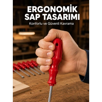 Mey İthalat® Çelik 7li Tornavida Seti Ergonomik Sap Profesyonel Kullanım
