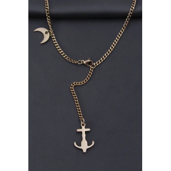 Mey İthalat® Çelik Rose Renk Çapa Tasarımlı Kadın Kolye