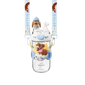 Mey İthalat® D2530 DILLER 580 ML BOYUN ASKILI TRITAN SU MATARASI