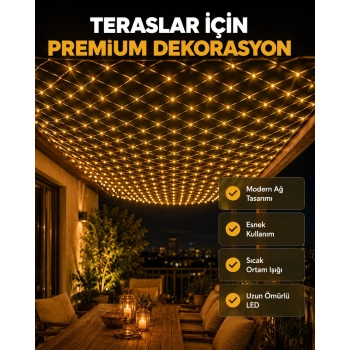 Mey İthalat® Dekoratif LED File Işık Ağ Tasarımlı Balkon Bahçe ve Oda Aydınlatması