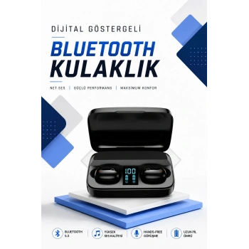Mey İthalat® Dijital Göstergeli Bluetooth Kulaklık Kablosuz TWS Stereo Bluetooth 5.0