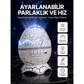 Mey İthalat® Dinozor Yumurtası Tasarımlı Projektörlü Gece Lambası