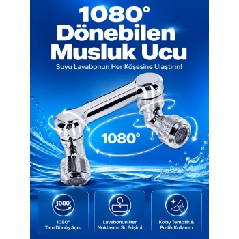 Mey İthalat® Döndürülebilir Musluk Mutfak Banyo Musluk Ucu Başlığı 4 Filtreli